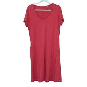 Toad & Co T-Shirt Dress L Midi Coral S/S Stretch Organic Cotton Tencel